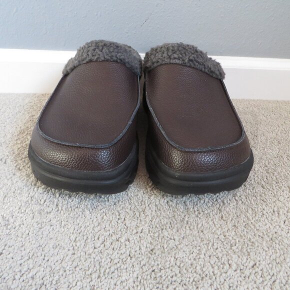 NEW OrthoComfoot Men’s Orthopedic Wide Winter Slippers Size 10 Brown/Gray - Picture 3 of 11